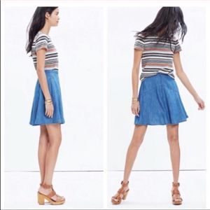 Madewell size 0 blue denim skater skirt